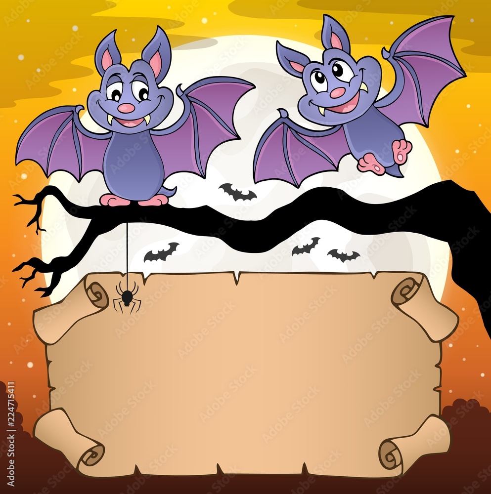 Small parchment and cartoon bats Small parchment and cartoon bats
