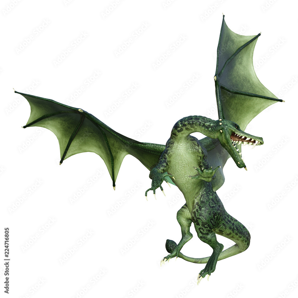 Fototapeta premium 3D Rendering Fairy Tale Dragon na białym tle