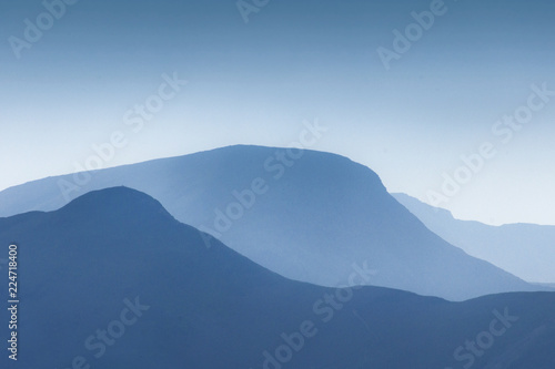 misty view of mountains