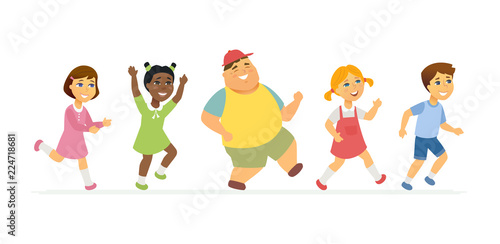 Happy children - cartoon people characters isolated illustration