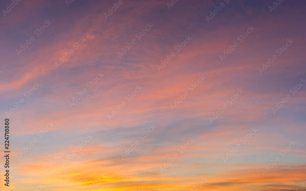 Panorama of Sunset sky with amazing colors