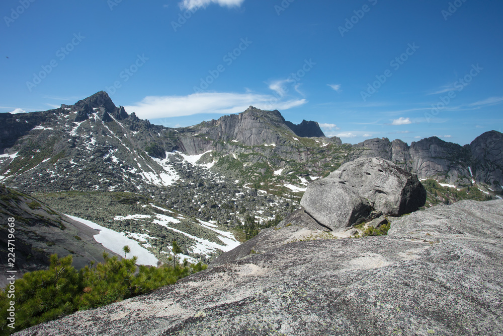 Very beautiful mountain landscape. The trip through the mountains. The Nature Of Siberia Very beautiful mountain landscape. The trip through the mountains. The Nature Of Siberia