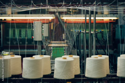 Dyeing fabrics yarn in industry production factory photo