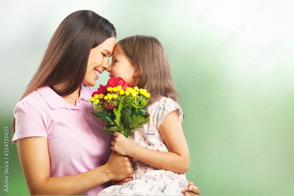 Happy Mother and daughter hugging Happy Mother and daughter hugging