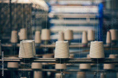 Obraz na plátne Dyeing fabrics yarn in dyeing farm production