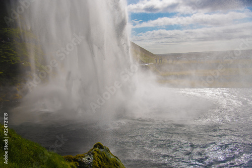 Spectacular Seljalandsfoss waterfall  Iceland