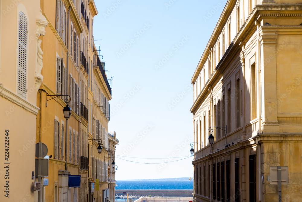 Skyline by the sea of Marseille in southern France