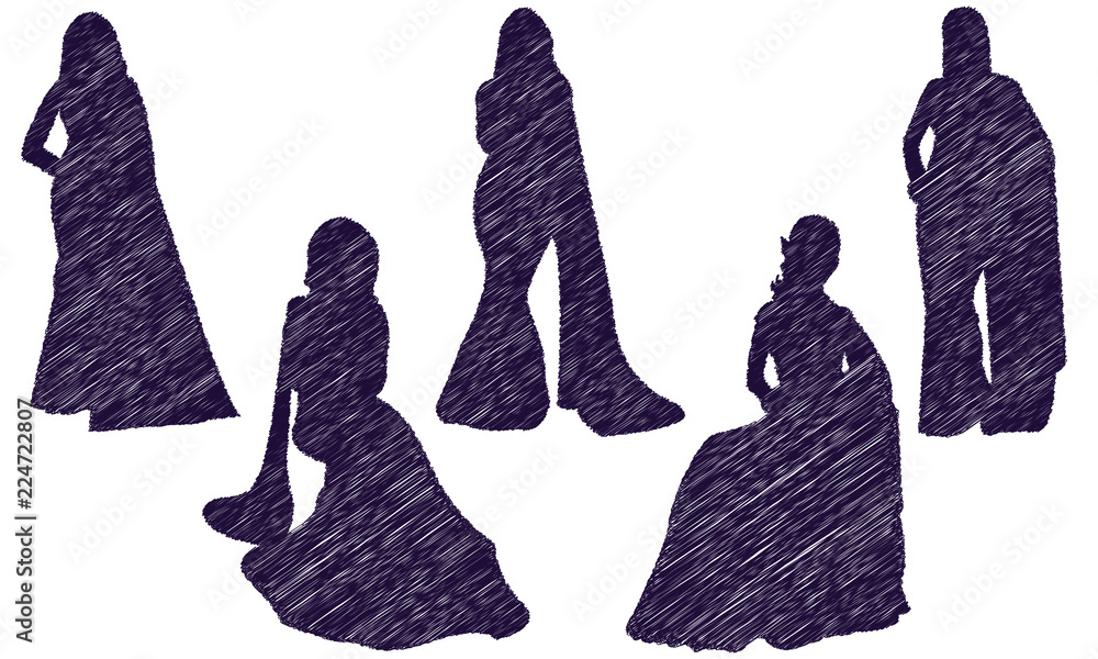 asian women saree silhouette comes with unique effect vector file