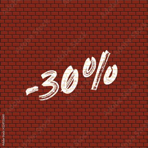 High detailed brick wall with percentage, vector illustration