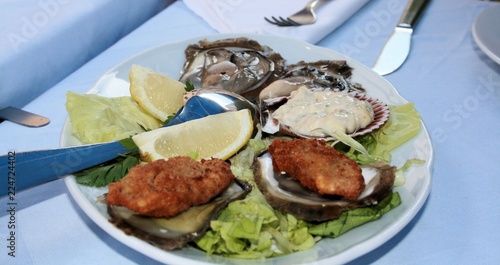 grilled oysters in Ston, Croatia