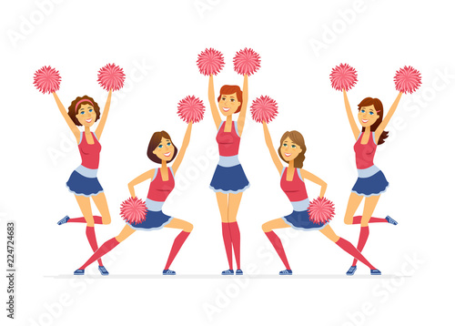 Cheerleading team - modern cartoon people characters illustration