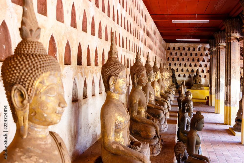 Fototapeta premium Buddha statues at Pha that Luang. Laos. Vientiane.
