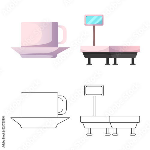 Vector illustration of airport and airplane symbol. Collection of airport and plane vector icon for stock.