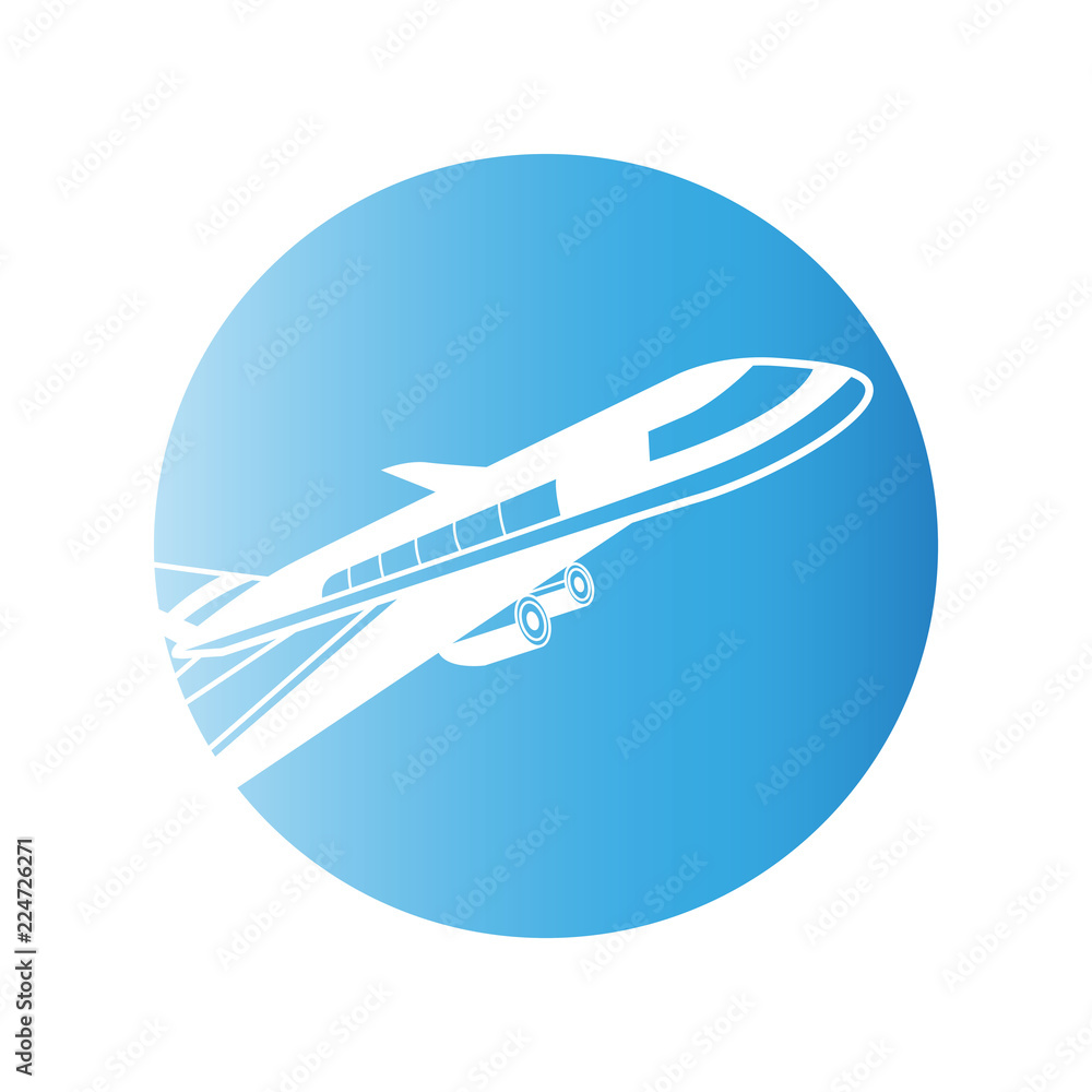 plane on blue circle background plane on blue circle background