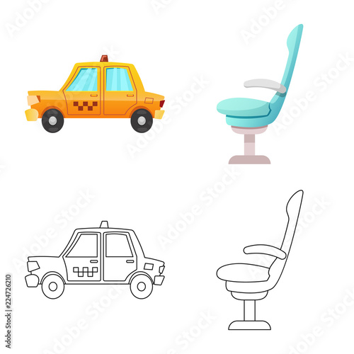 Vector illustration of airport and airplane symbol. Collection of airport and plane vector icon for stock.