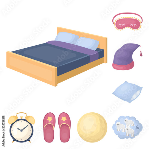 Rest and sleep cartoon icons in set collection for design. Accessories and comfort vector symbol stock web illustration.