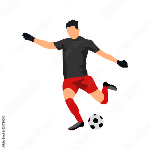Soccer player with ball. Sports football illustration.