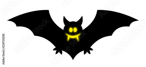 Vampire bat / Vector, black-yellow, isolated