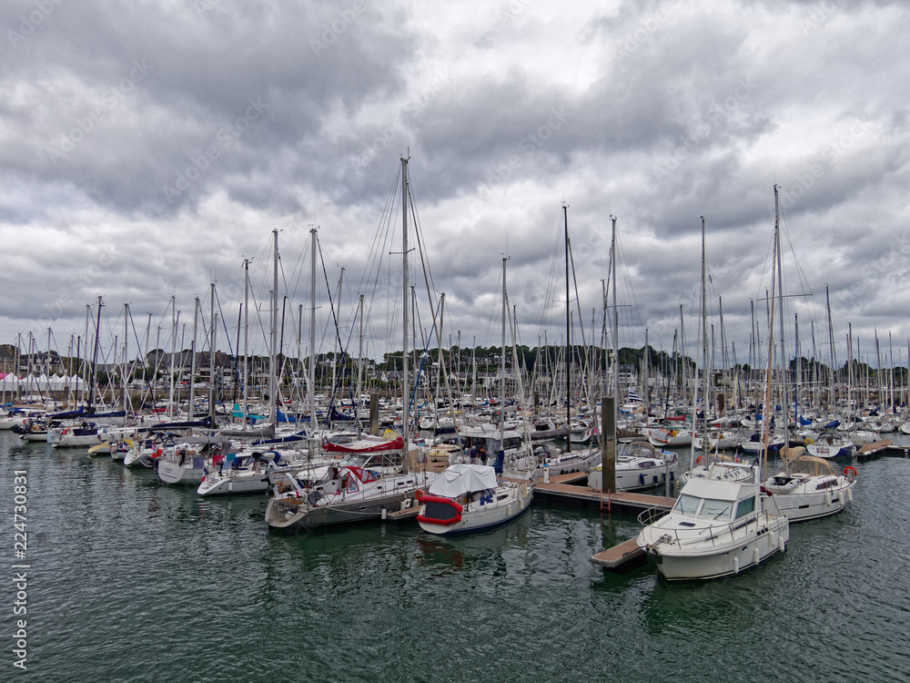La Trinité-sur-mer, Brittany, France - 15 AUG 2018 - Boats in the harbor