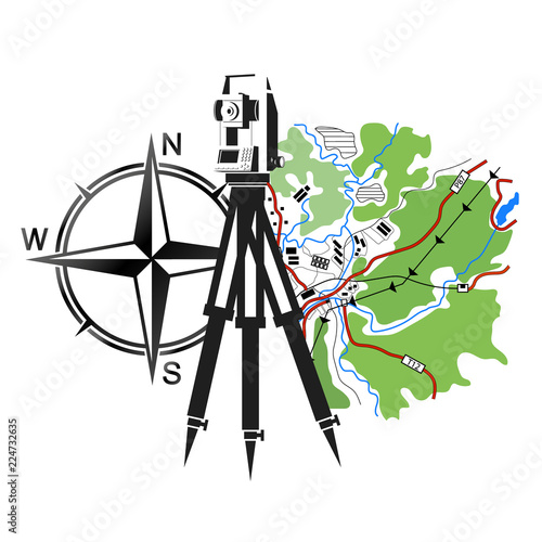 Geodesy and cartography illustration