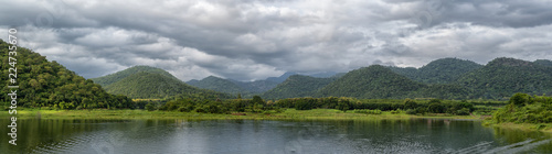 Lake and mountain views in rainy season