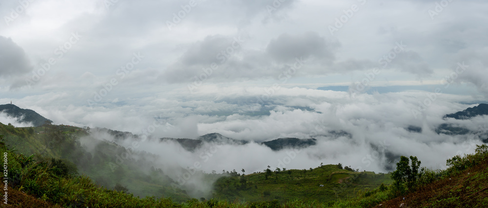 Panorama view of Fog in the valley Panorama view of Fog in the valley