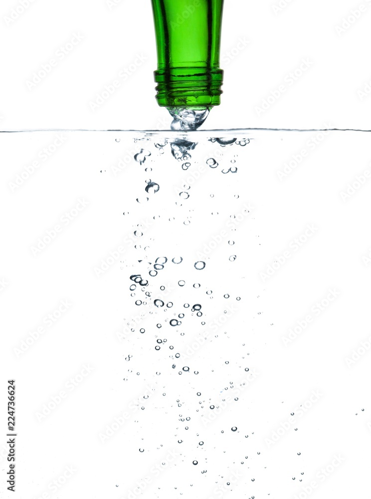 Water Pouring from Bottle with Water Bubbles Water Pouring from Bottle with Water Bubbles
