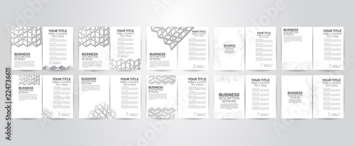 Set of flyer design with polygon structure and copy space. Vector illustration.