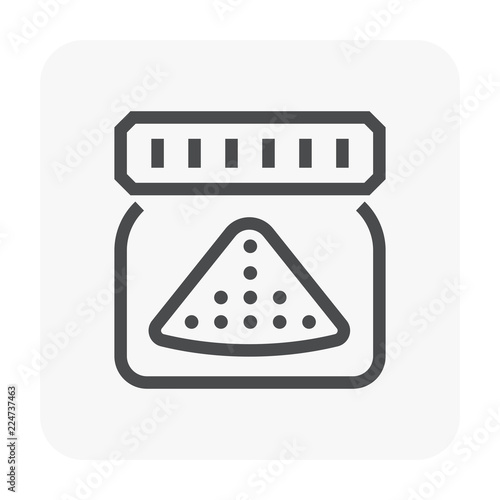 Soil sample or sampling vector icon. May called specimen in container cup, can, cap from field for scientific test, analysis, research in laboratory of agriculture, geology, geotechnical engineering.