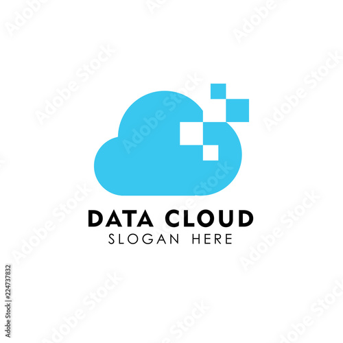 pixel cloud logo design template. data server cloud logo vector icon