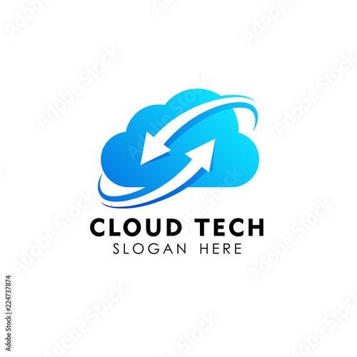 cloud  sync logo design template. cloud tech logo design