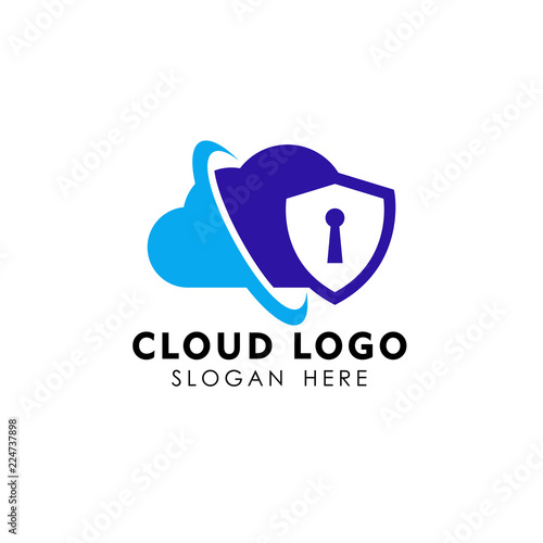 safe cloud logo design template. security system cloud logo design