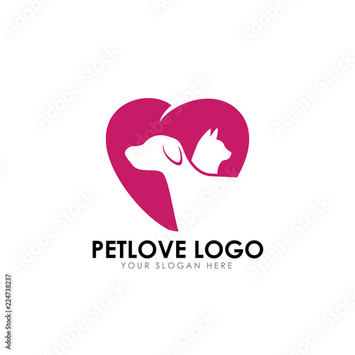 pet love logo design template. pet care vector icon
