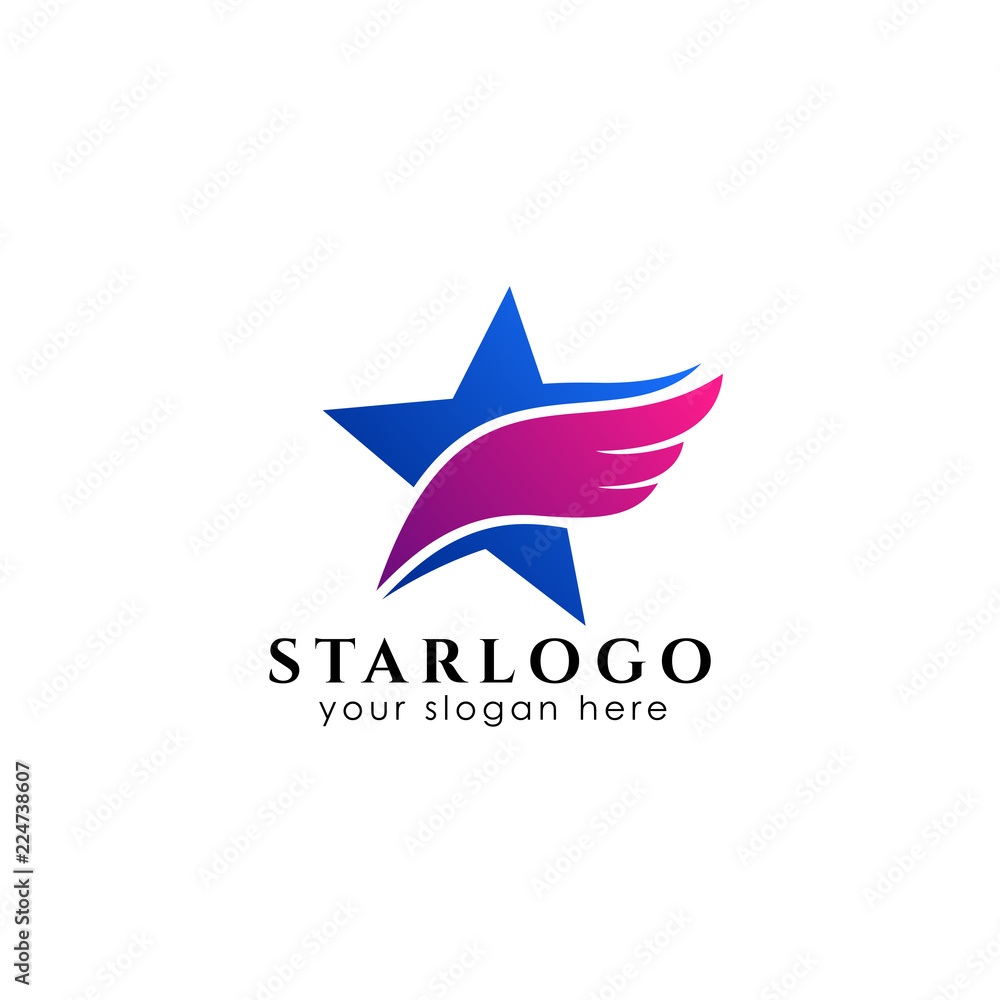 star logo design template. star vector icon with feather illustration star logo design template. star vector icon with feather illustration