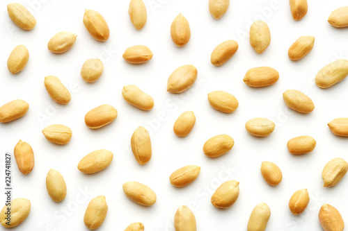 Peanuts pattern isolated on a white backround. Repetition concept. Top view