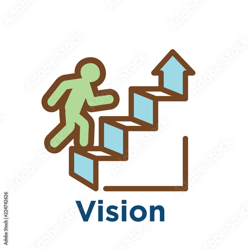 Persistence icon with image of extreme motivation & drive set on persevering
