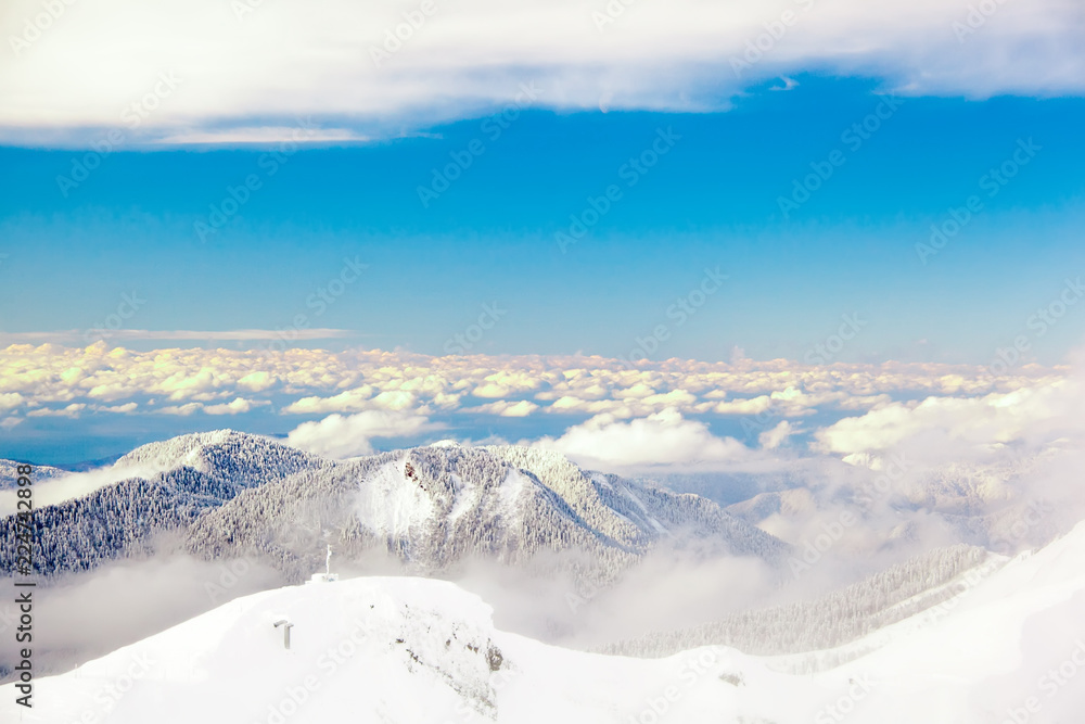 Look into the distance at snow-capped Caucasus mountains