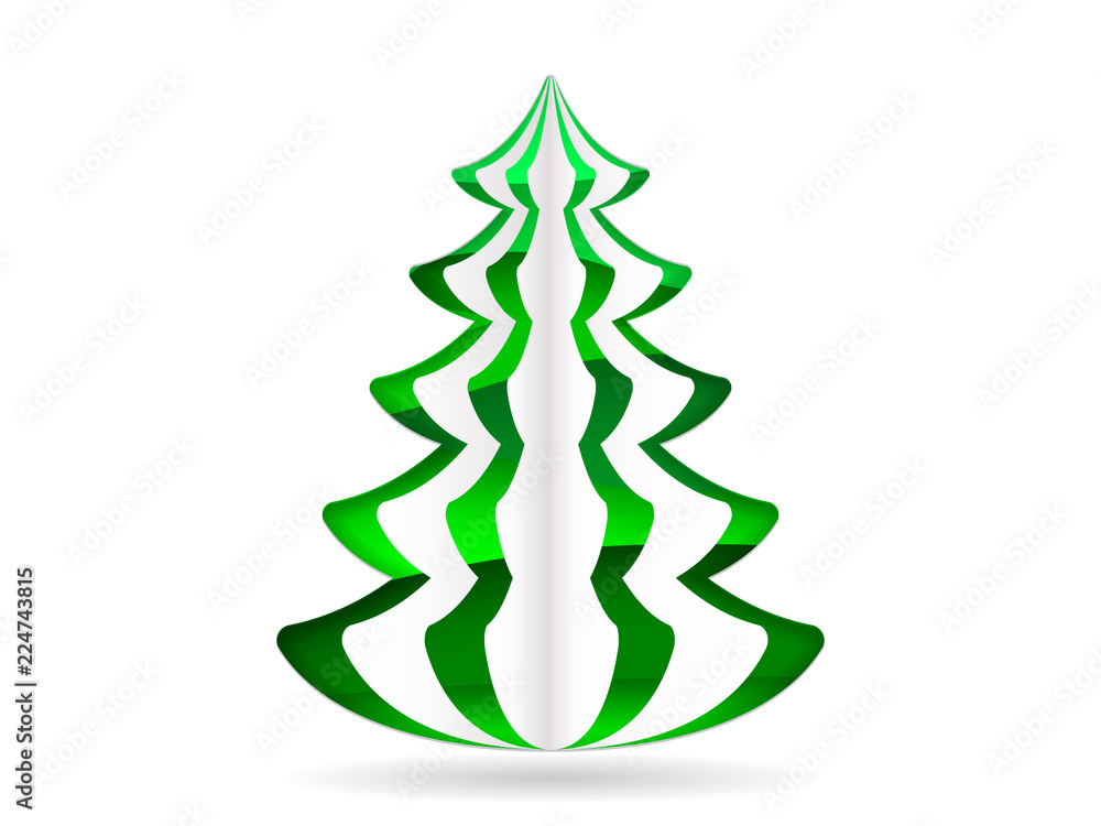 Christmas tree cut from paper. Green paper layers. Vector illustration Christmas tree cut from paper. Green paper layers. Vector illustration