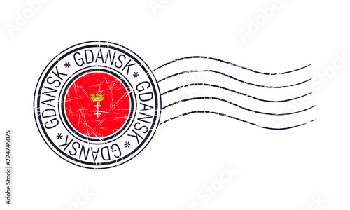 Gdansk city grunge postal rubber stamp