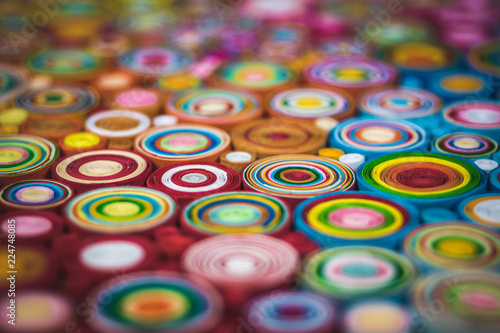 Abstract colorful image of rolled paper also known as quilling. 