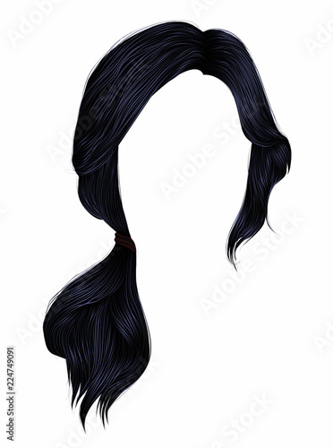 trendy women hairs brunette black colour .tail .  fashion beauty style .