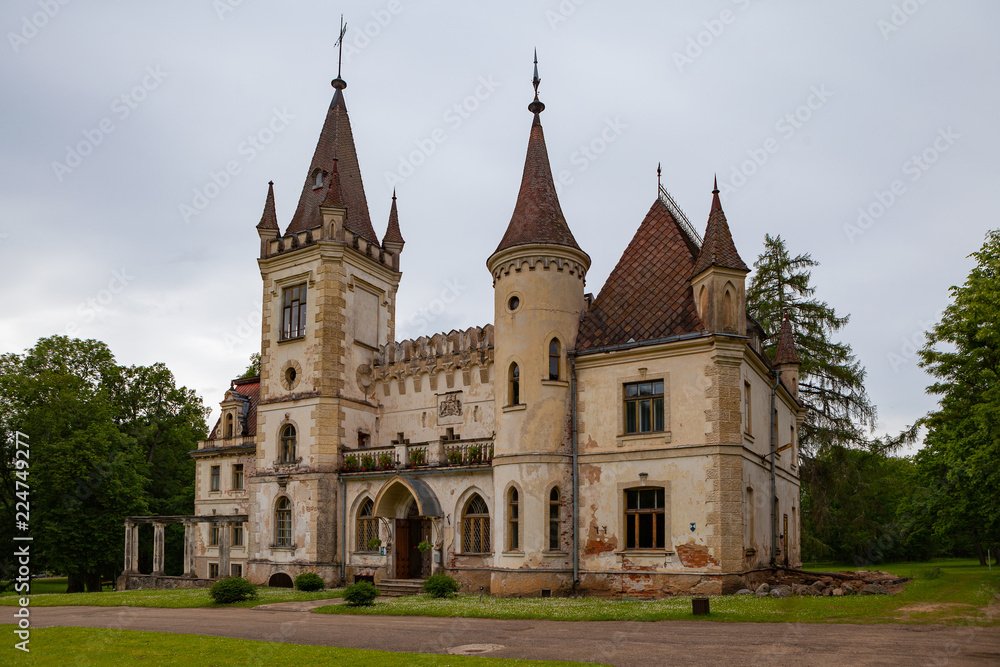 Old mystic castle from fairy tales. Beautiful sight in Stameriena, Latvia.