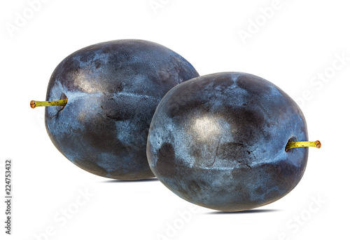 Fresh plum isolated on white background with clipping path