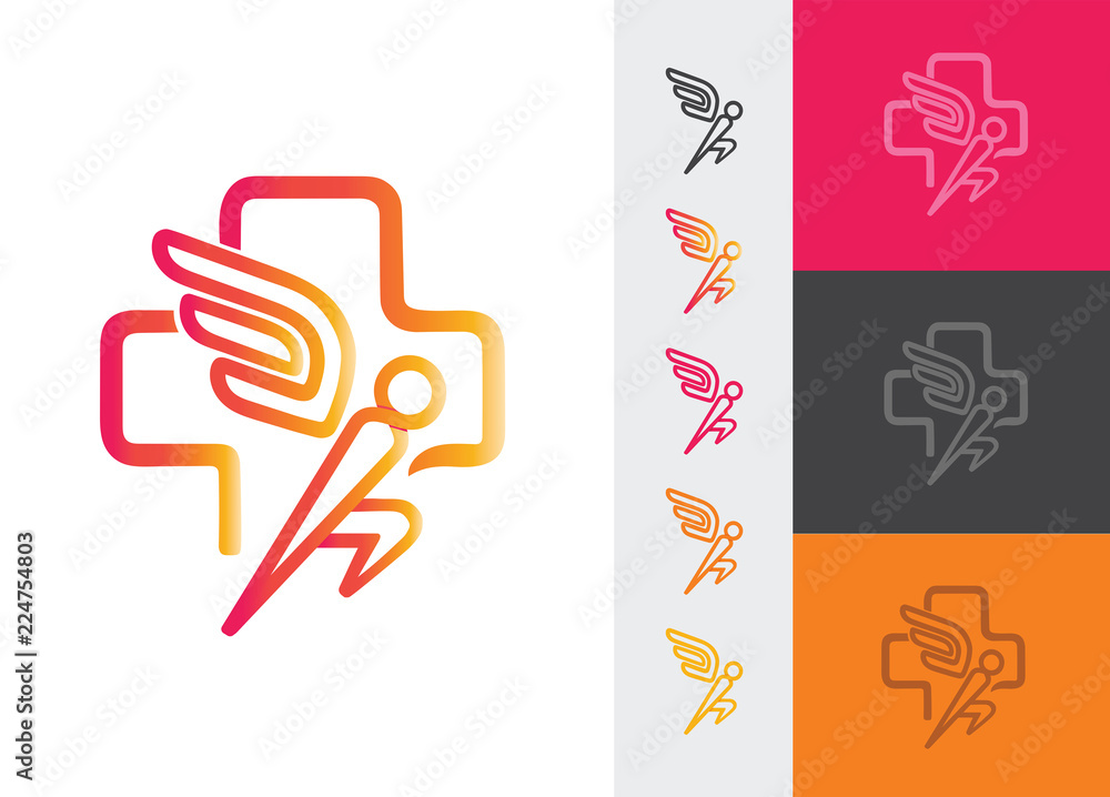 Athletics Icon With Wings Icon Symbol Athletics Icon With Wings Icon Symbol