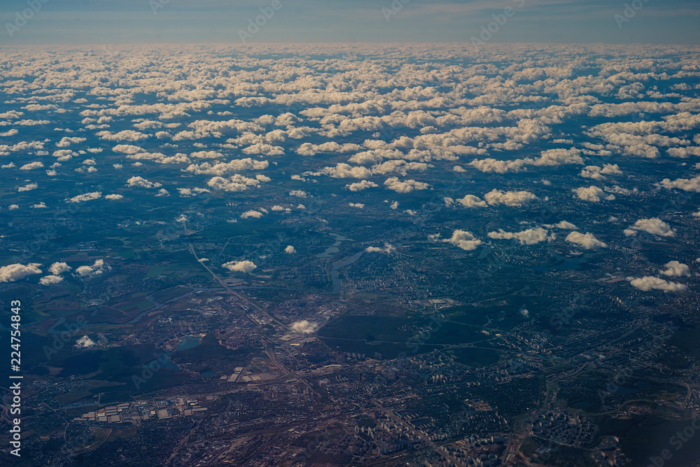 Aerial photography urban landscape of Moscow. landscape above the clouds Aerial photography urban landscape of Moscow. landscape above the clouds