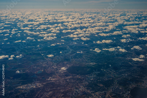 Aerial photography urban landscape of Moscow. landscape above the clouds