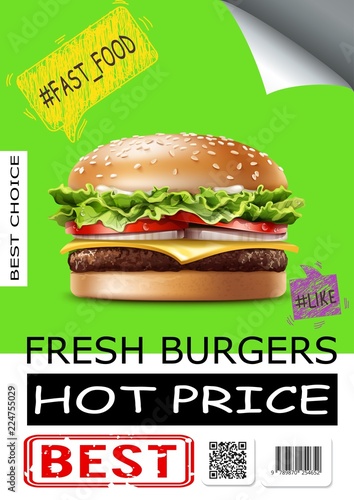 Realistic Fast Food Advertising Poster