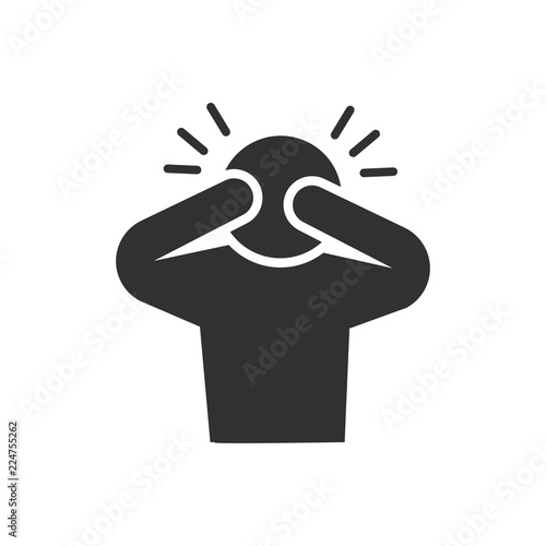 Headache. Man holding his head