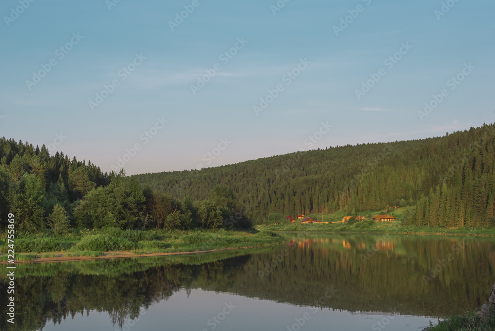 River and forest in mountains, Chusovaya river, Russia River and forest in mountains, Chusovaya river, Russia