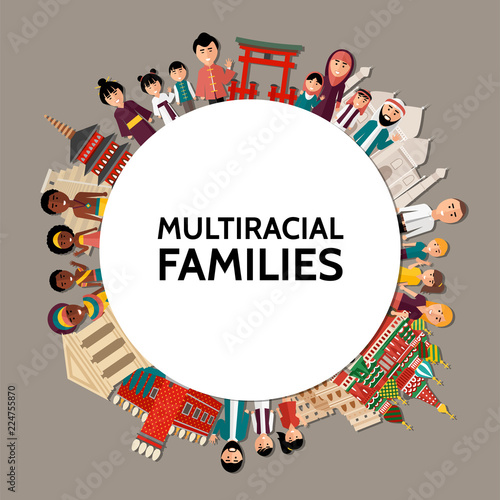 Flat Multiracial People Round Concept